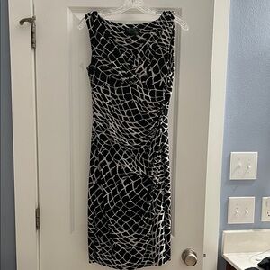 Lauren Ralph Lauren Black and White Patterned Midi Dress